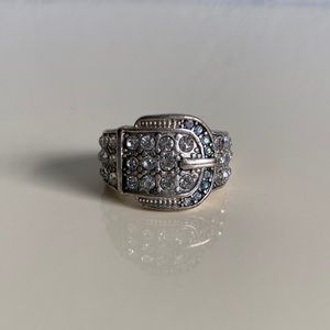 Vintage silver tone buckle ring western
